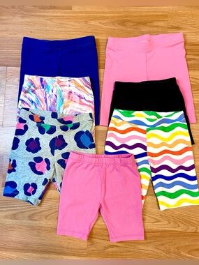 🦩🩷4T GIRLS BIKER SHORTS BUNDLE OF 7! SUMMER SHORTS LONG SPANDEX TODDLER DESIGNS